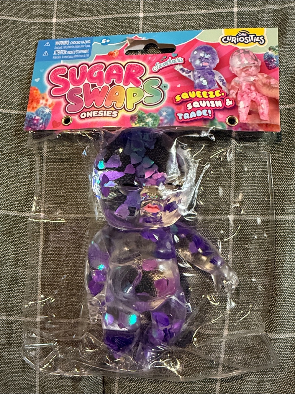 NEW Sugar Swaps Baby Squishy Giant Baby Squeeze Toy In Purple 5in hearts